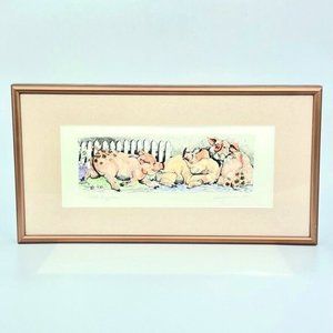 Enid Groves “Little Dippers” Piglets Artist Proof Matted Framed Hand Signed EUC